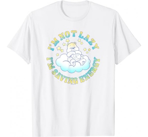Care Bears Bedtime Bear Im Not Lazy Im Saving Energy Logo T- Shirt Care Bears Bedtime Bear Im Not Lazy Im Saving Energy Logo T- Shirt